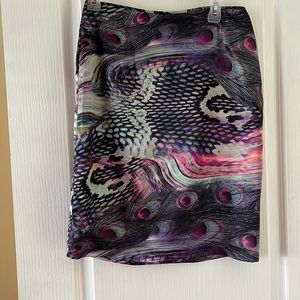 Mario Serrani peacock water colour skirt size 6 EUC